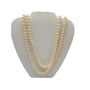 Richelieu Faux Pearl Glass Double Strand Necklace Push Lock Closure Vintage